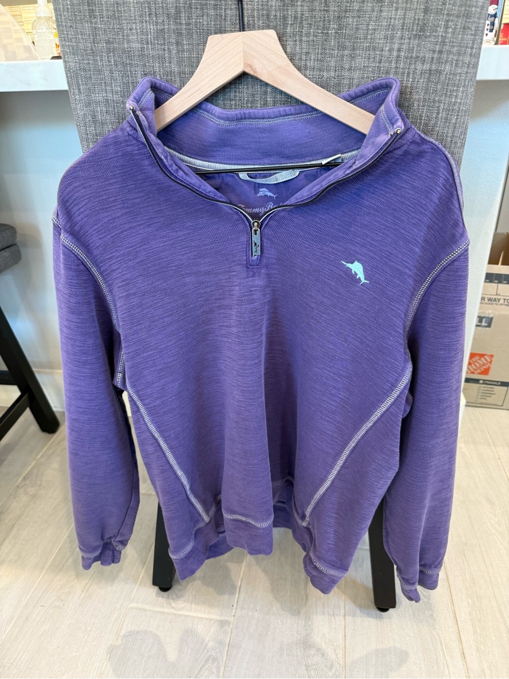 Tommy Bahama Purple Quarter-Zip Pullover with Dolphin Logo